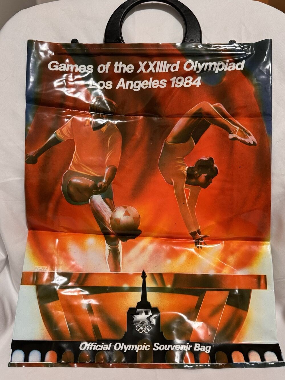 Vintage 1984 Los Angeles Olympics Plastic Souvenir Bag‎ Tote LA Games XXIII NOS